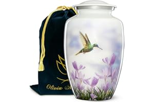 Olivia Memorials White Urn for Ashes Women Men Adult | Hummingbird Urn for Female Male Carefully Handcrafted Cremation Urn for Mom Mother Dad Dog Pet