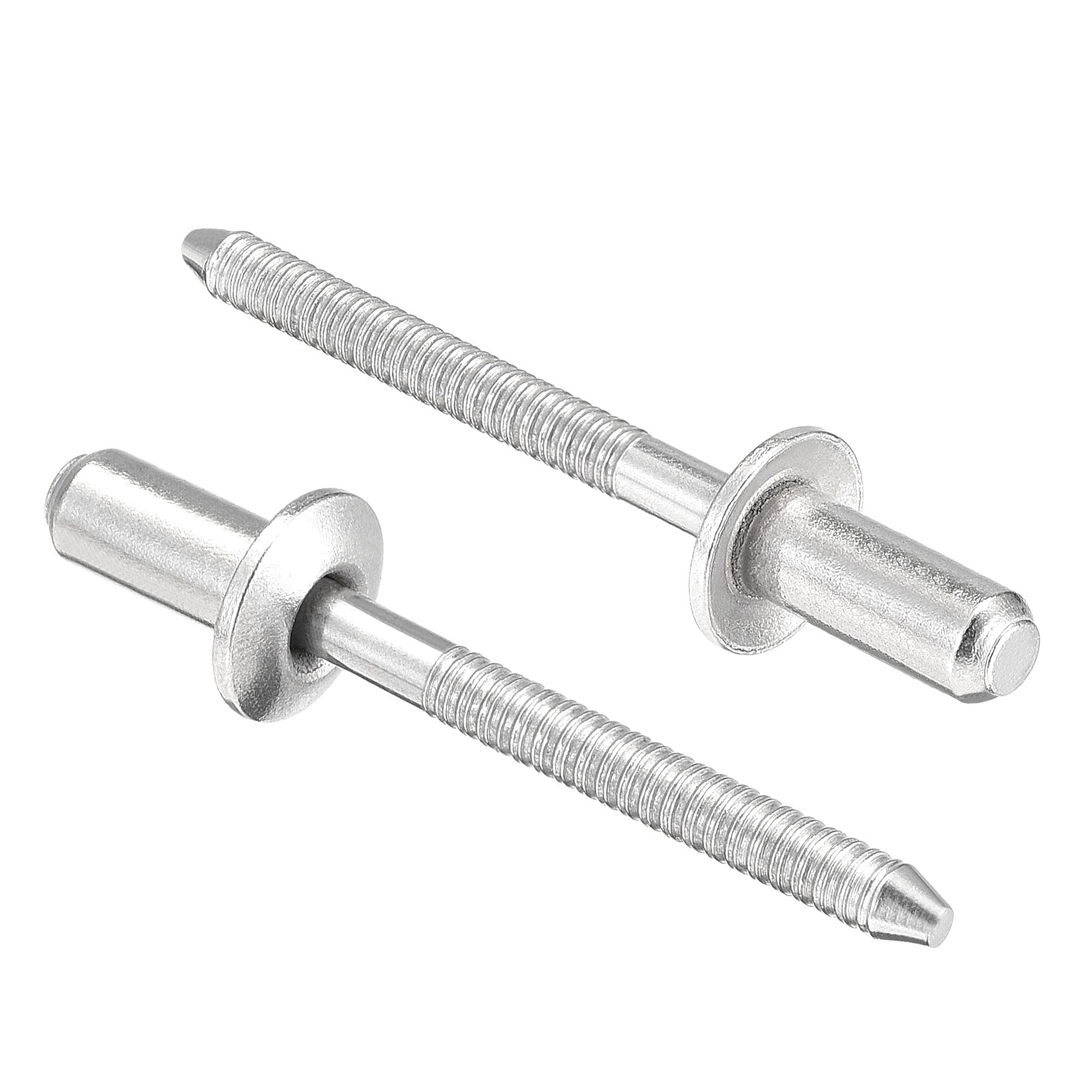 sourcing map Blind Rivets, 304 Stainless Steel Pull Rivets Core Decoration Rivets 4.8mm Diameter 11mm Grip Length Close End Silver Tone, 50pcs