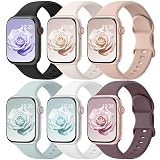 6 Pack Sport Bands Compatible with Apple Watch Bands 38mm 40mm 41mm 42mm 44mm 45mm 46mm 49mm for Women Men, Soft Wristband Silicone Sport Strap for iWatch Bands Series 11 10 9 8 7 6 5 4 3 2 1 Ultra SE