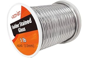 YEZHET Stained Glass Solder, 60/40 Lead Tin, 1/8 inch Diameter, 1 lb Spool