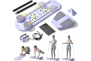 Maksone Pilates Board, Foldable Reformer Training Set, 6-in-1 Versatile Kit with Auto-Rebound Ab Roller, Home Core Workout Equipment, Tone Your Abs and Achieve a Sleek Figure (purple)