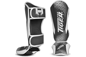 Tiger Pro Shin Guards Muay Thai, MMA, Kickboxing, Leg Instep Protection Pads, Kicking, Sparring, Training Gear, Karate, Boxin