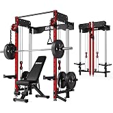 GOIMU WM3-V4 Folding Squat Rack, Wall Mounted Power Rack with Dual Independent Pulley System, Functional Trainer with 5 Adjustable Function Modes for Space Saving