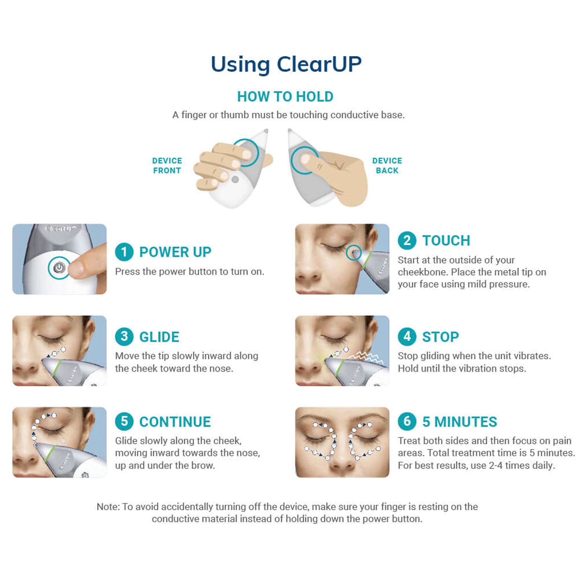 Tivic Health ClearUP® - Sinus Headache + Decongestant Treatment - Temporary Relief of Sinus Pain & Congestion from Allergy Cold & Flu - Drug & Chemical Free Device, FSA HSA Eligible