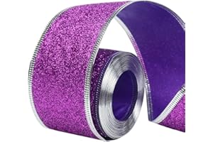 33Ft/10Meters Purple Glitter Christmas Ribbon Wreath Present Weeding Arts Crafts Gift Wrapping