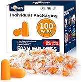 VOISEN Ear Plugs,100 Pairs Ear Plug for Sleeping | 32dB NRR 37dB SNR Ear Plugs Noise Cancelling for Snoring, Studying, Loud Events, Traveling &amp; Concerts, Individual Package