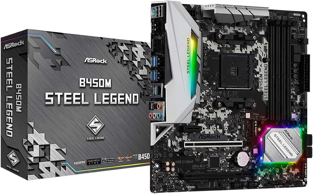 ASRock B450M Steel Legend AM4 MATX Motherboard 4 DDR4 HDMI DP SPDIF
