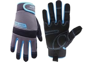 HANDLANDY Work Gloves Men & Women, Utility Mechanic Working Gloves Touch Screen, Flexible Breathable Yard Work Gloves (Large, Grey)
