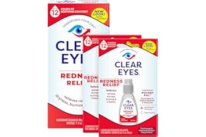 Clear Eyes Redness Eye Relief Eye Drops, One 1.0 Fl Oz and 2 Pocket Pals 0.2 Fl Oz