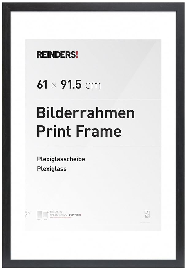 REINDERS® Bilderrahmen für Maxi-Poster 61x91,5cm - Schwarz Holz Modern