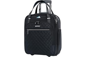 EMPSIGN Underseat Carry On Wheeled - 16" Carry on Bag with Wheels Multi-functional Lightweight Rolling Bag Overnight Weekender Small Suitcase for Women Men Travel Business, Black