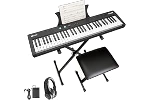 SUNNYFURN 61 Key Keyboard Piano, Protable Electric Semi-Weighted Piano Keyboard for Beginner/Professional with Piano Stand, Music Stand, Headphones, perfect for Birthday or Christmas