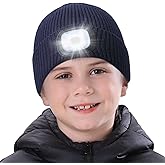 MELASA LED Beanie for Kids, USB Rechargeable Hand Free Hat with Light Winter Night Gifts for Kids Boys Girls in Dark Outdoor