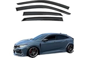 LIKDIKDIK Tape On Window Visors Rain Guards Deflectors for 2016-2021 Honda Civic Hatchback,4-Piece Window Wind Deflectors Vent Visors,No Drill Installation,Protect from Rain & Enjoy Fresh Air