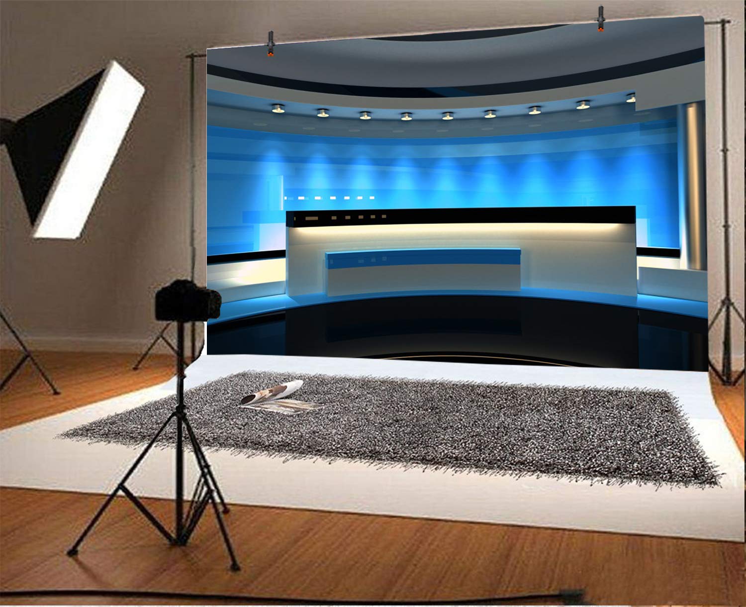 Leyiyi 5x3ft News Broadcast Hall Backdrop Microphone Bahrain - View #5