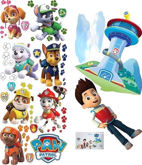Paw Patrol Sticker Mural 3d Chambre Garcon Fille Taille Enfants Amazon Fr Bricolage