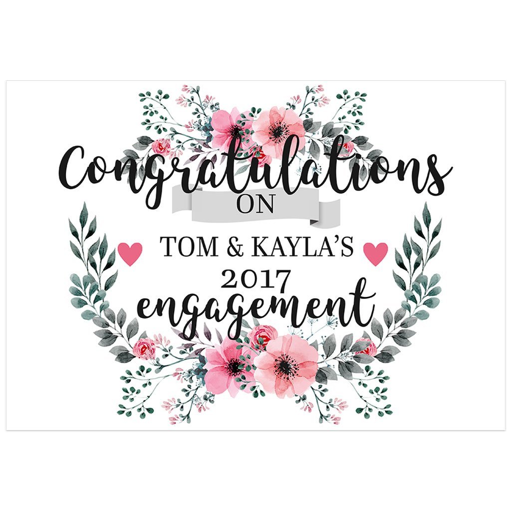 Amazon Com Floral Engagement Banner Personalized Custom Party