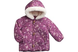Jessica Simpson Baby Infant Girls Puffer Jacket - Quilted Sherpa Lined Hood Heated Winter Jackets for Toddler Girls (12M-24M)