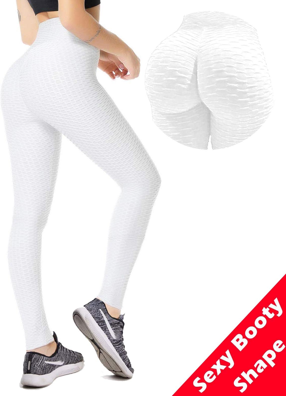 Msicyness Butt Lift Yoga Pants Hight Waist Workout Booty Leggings Bubble Textured Scrunch Tights