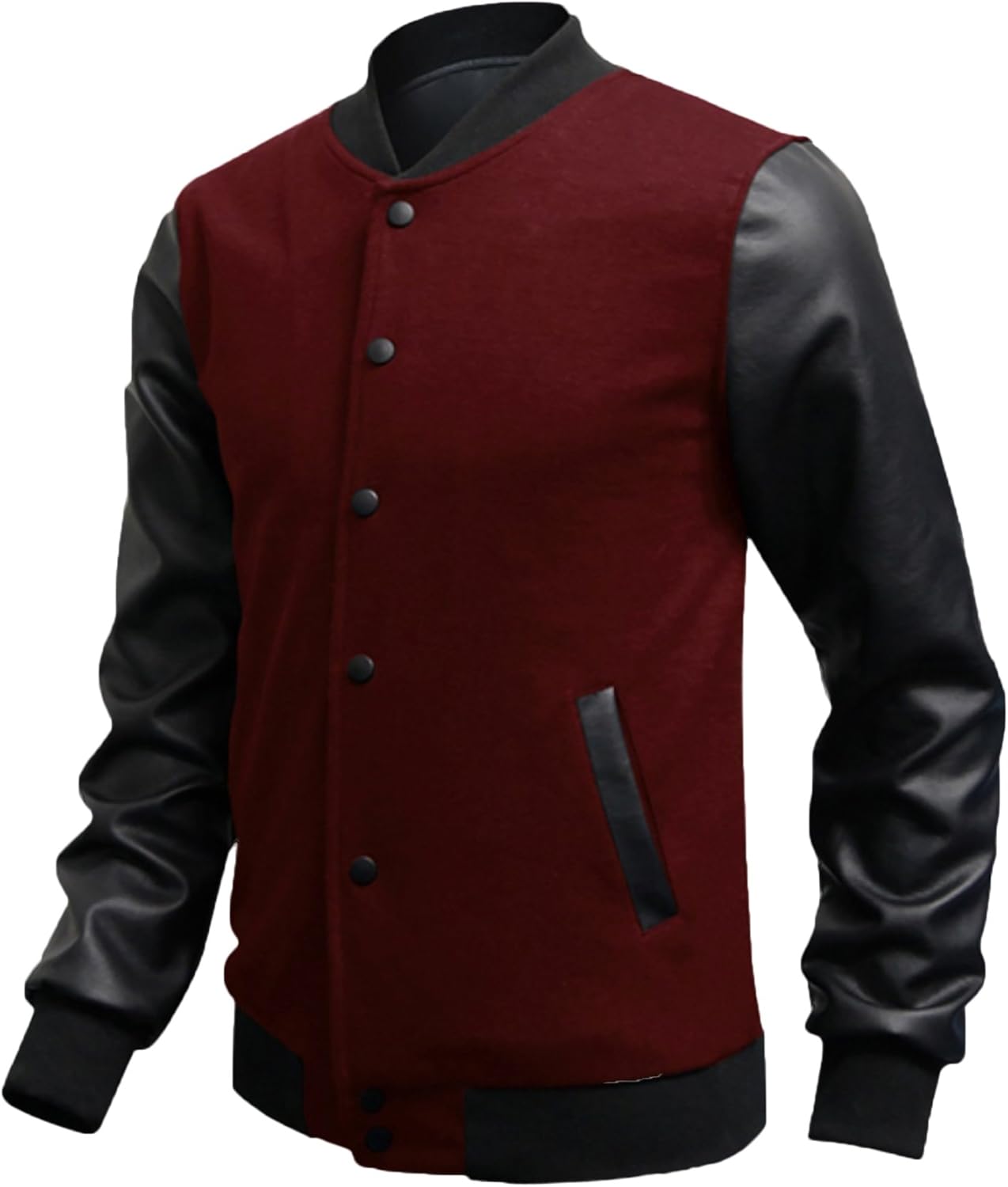 Vogstyle Hommes Vest Baseball avec Badge Cuir PU Teddy ...