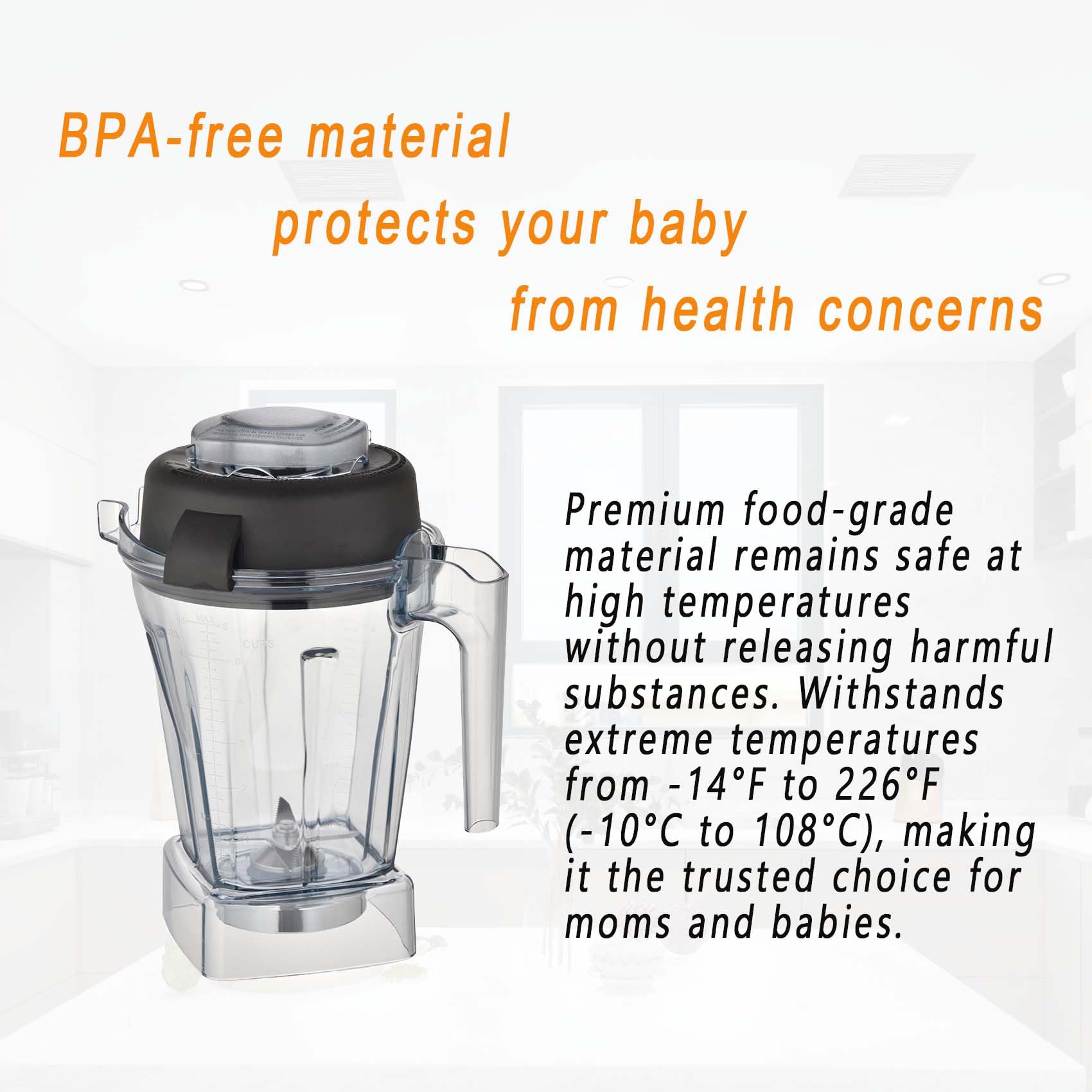 for Vitamix Blenders 48oz Container, replace E310 E320 5000 5200 6300 6500 7500 Pro 200 500 750 vm0101 vm0197 etc, compatible with Explorian/Classic/Professional Series Pitcher Jar Cup