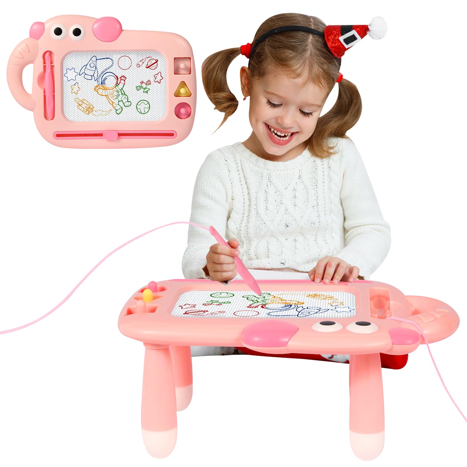 Magnetic Drawing Board Kids, Large Magic Magnet Drawing Pad Toys for Toddlers 3+ Kids' Doodle Scribble Boards for 3+ Year Old First Birthday Gifts for Girls(Pink-A)