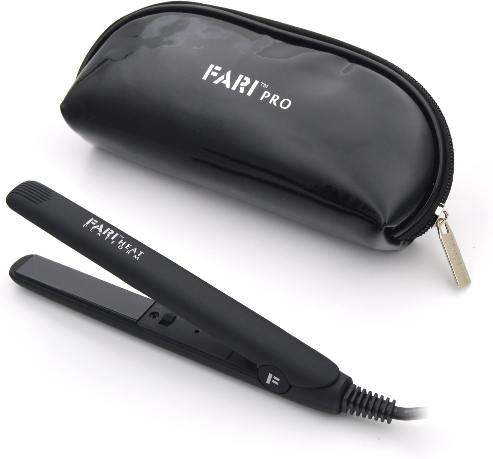 FARI Travel Mini Hair Flat Iron 1/2 Inch Ceramic Tourmaline Hair Straightener with Travel Bag Dual Voltage Travel Iron For Worldwide Use Temp 180°C (Black)