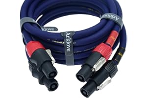 Arklove Heavy Duty 2Pack Pro Speakon to Speakon Male Speaker Wire Lock Cable Pair 13AWG Patch Professional Audio Cabl Cord with nl4 NL4FC Port Connector for para bocinas de dj feet 4Conductor 6ft