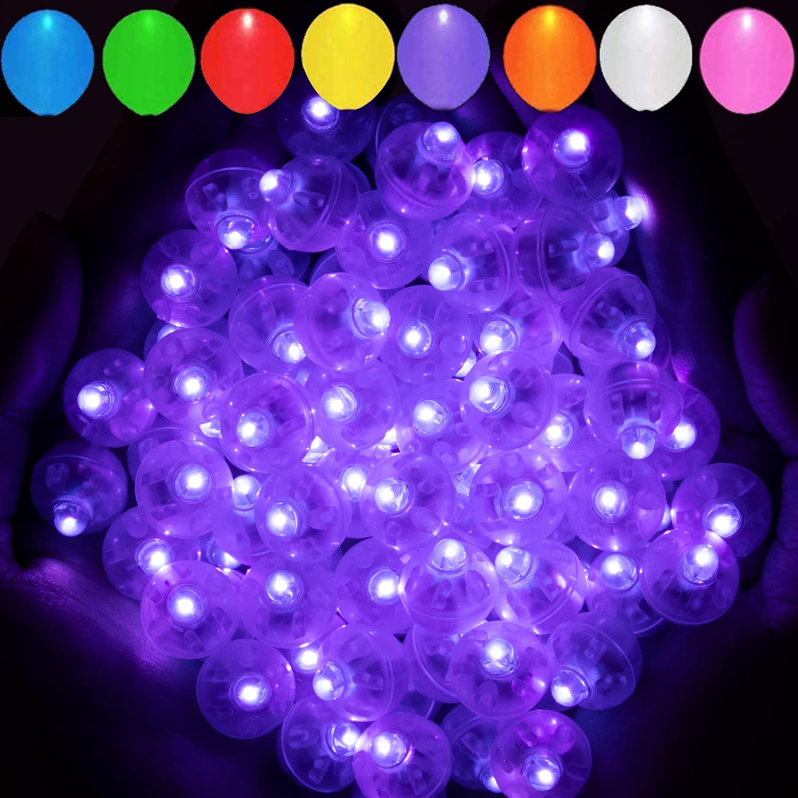 Photo 1 of Aogist 100pcs Purple Balloon Lights,Long Standby Time Waterproof Mini Light,Battery Powered,Round LED Ball Lamp for Latex Balloon Paper Lantern Birthday Party Christmas Halloween Decorative