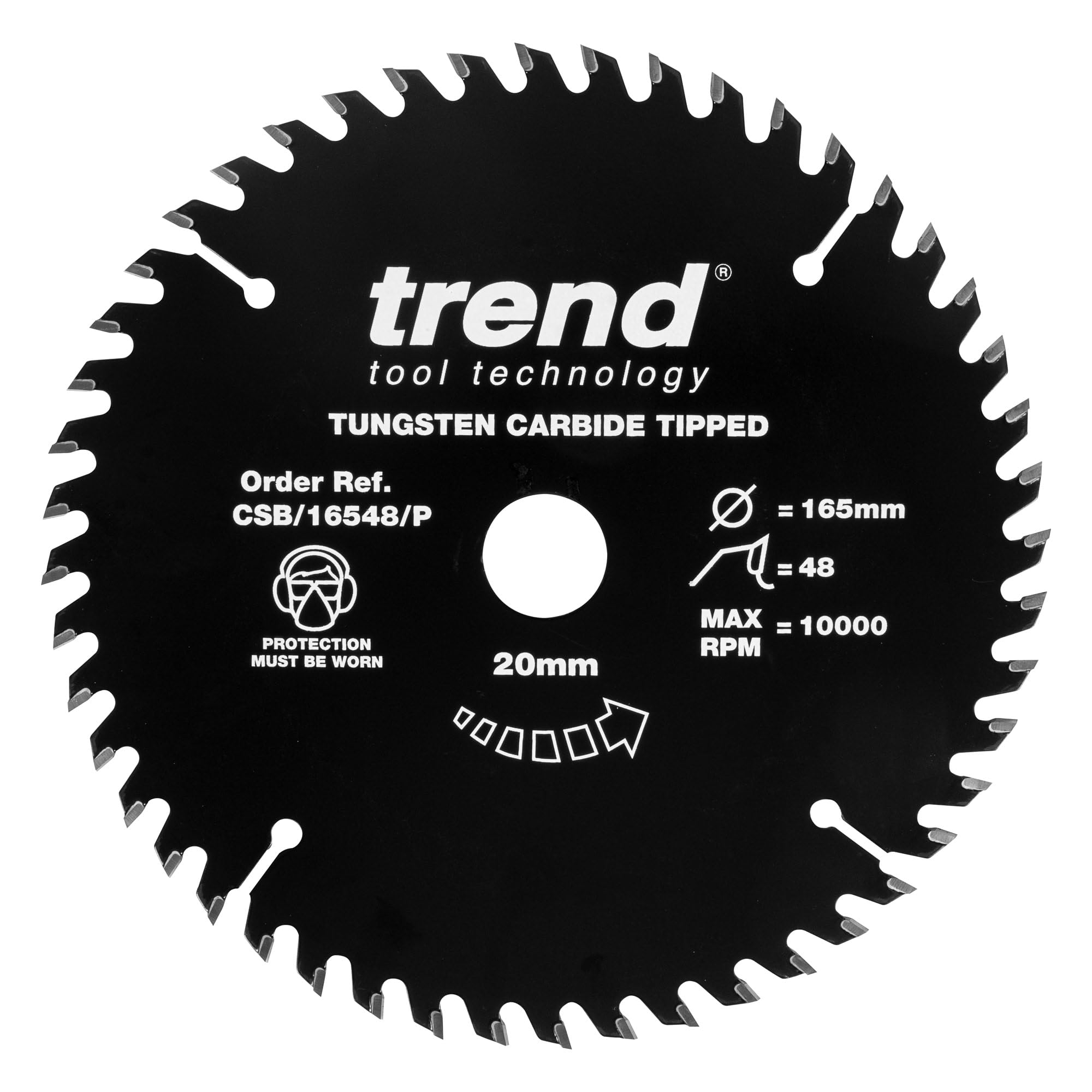 Trend Wood PTFE Circular Saw Blade, 165mm Diameter, 20mm Bore, 48 Teeth, TCT, 2.2mm Kerf, CSB/16548/P — image 1
