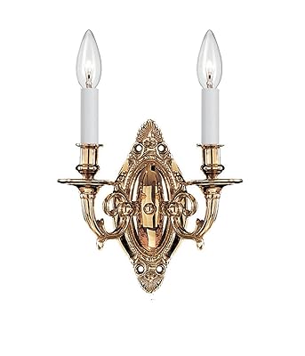 Crystorama Traditional 2-Light Polished Brass Wall Sconce