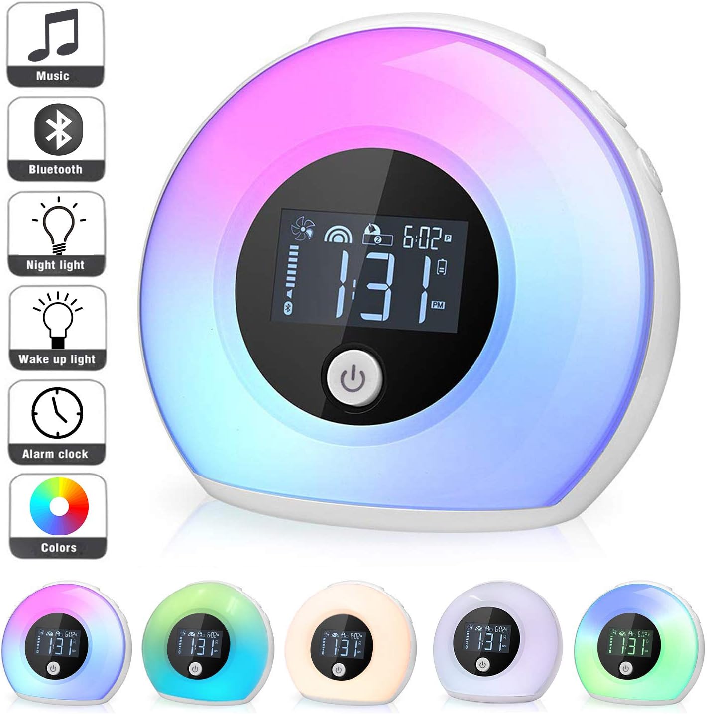 Night Light Bluetooth Speaker, Macrimo LED Night Lamp Touch Sensor Table Lamp Dimmable Warm White Light & 7 Color 3 brightnesses Changing with Alarm Clock/FM/TF Card Mode Gift for Teens Kids