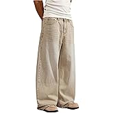 SOLY HUX Men's Baggy Jeans Vintage Straight Leg Loose Fit Skater Denim Pants Streetwear
