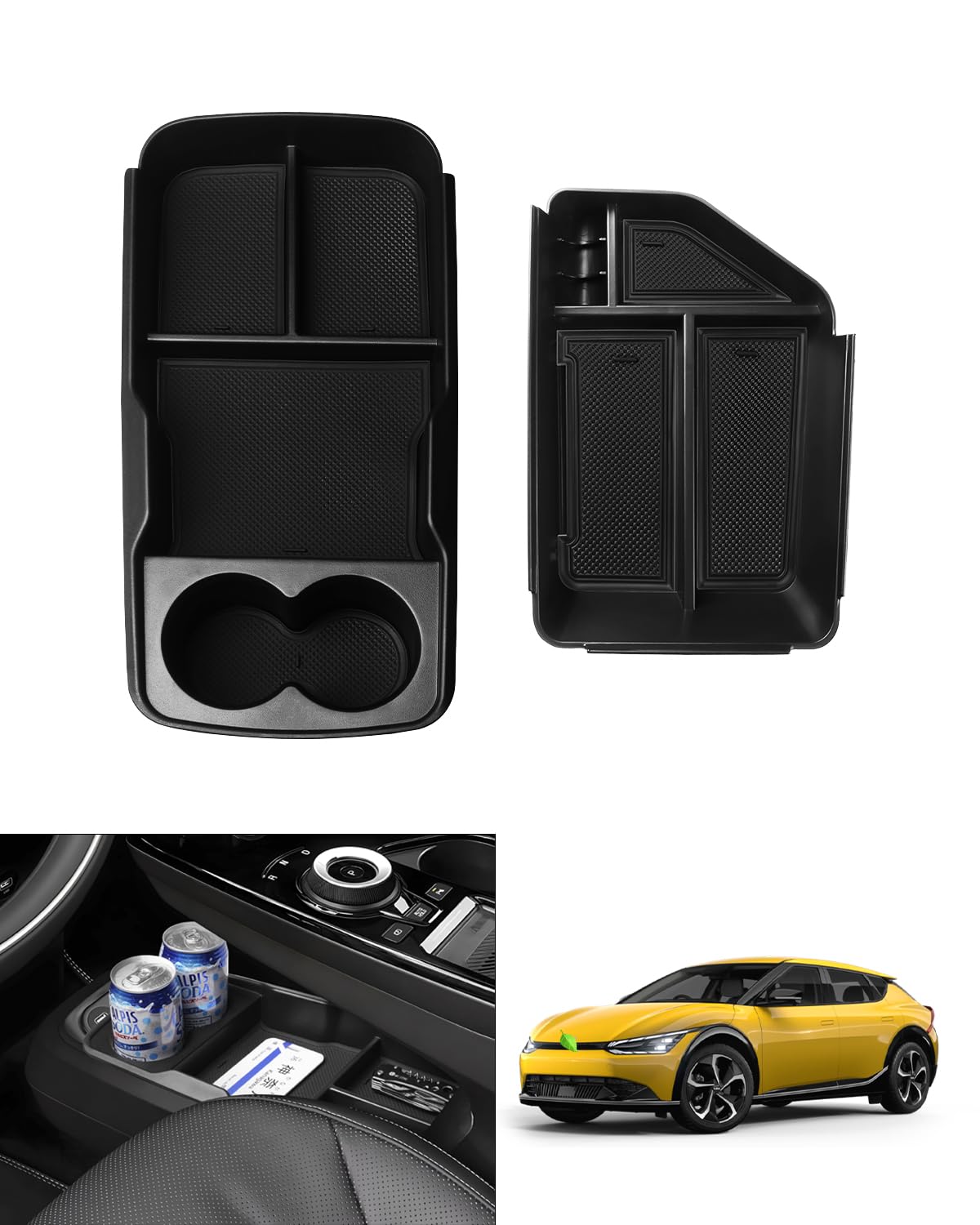 Photo 1 of Autorder 2PCS Center Console Organizer for Kia EV6 2022 2023 2024 2025 Accessories Armrest Storage Box Secondary Insert Tray Center Console Bottom Organizer