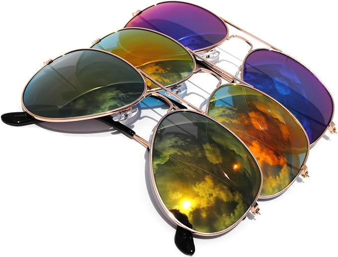 gold reflective aviator sunglasses