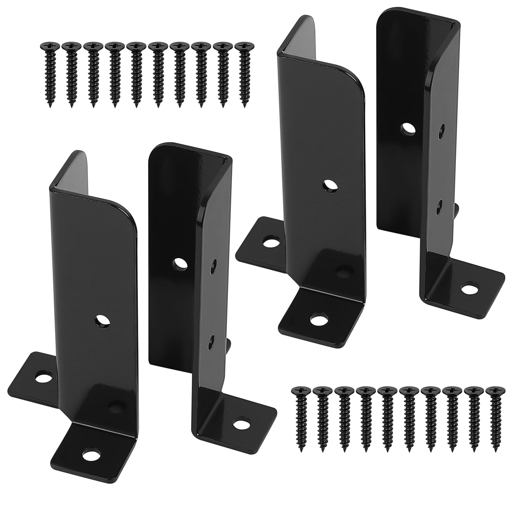 4 x Fence Post Brackets, Adjustable Wood Fence Pergola Post Base Brackets Kit, Deck Posts Anchor Bracket, Fences Holder Support Deck Base Fit 1.5x1.5 2x2 2x4 4x4 Porch Railing Mailbox
