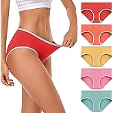 wirarpa Women's Cotton Underwear Mid Low Rise Full Briefs Breathable Ladies Regular Plus Size Panties 5 Pack