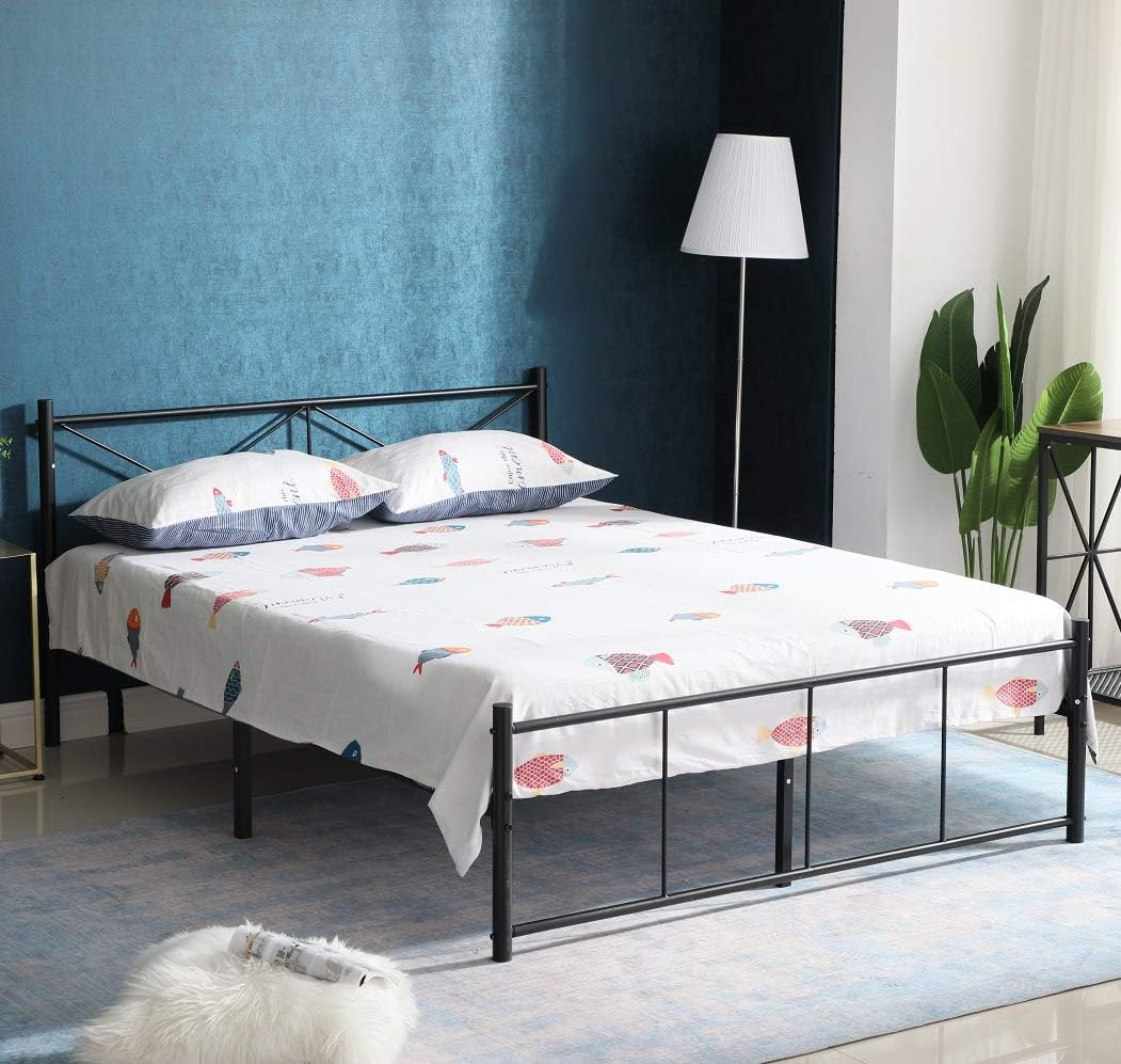 Bed Frame Queen Size Alecono Reinforced Metal Platform Bed With Headboard Upgrade Heavy Duty Queen Size Bed Max Loading 500lbs Black Bed Frames Home Kitchen Sostulsa Com