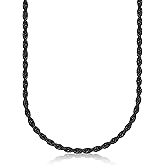 Metro Jewelry Stainless Steel Rope Chain Necklace with Black Ion Plating - 18 to 24 Inches Long - 6 mm Wide with Lobster Claw