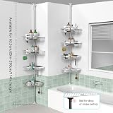 Kegii Telescopic Shower Caddy 4 Shelves Adjustable No-Drill Silver view 7