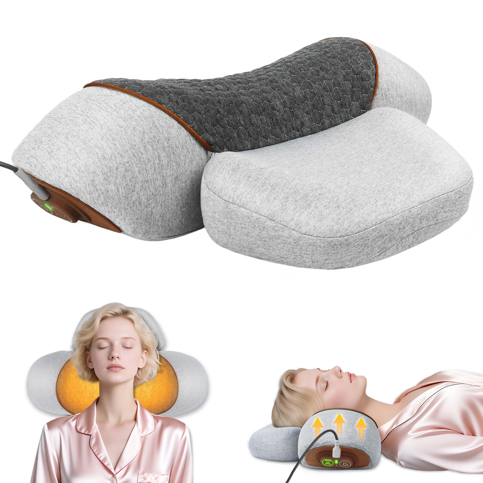 Photo 1 of HMEEN Cervical Pillow Massage Neck Hump, 3-in-1 Neck Massager Pillow with Heat,Vibration,Stretch - Neck Traction Device for Decompression and Relaxation