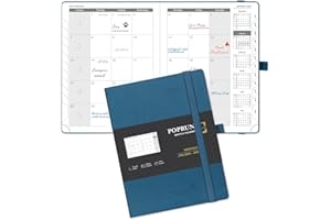 POPRUN Monthly Planner 2024-2025 (6.5'' x 8.5'') 18-Month Calendar Book (January 2024-June 2025) Soft Cover, Calendar Planner with Monthly Tabs & Pocket, 100 GSM Paper - Night Sky Blue