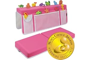 Supa Ant Baby Bath Kneeler and Elbow Rest Pad –Mom’s Choice Award Winner –US-Designed Extra Thick Bathtub Kneeling Pad with 8 Suction Cups, 5-Pocket Organizer, Non-Slip, Cushioned, Durable (Pink)