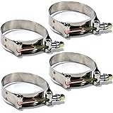 Squirrelly 2" Heavy Duty Stainless Steel T-Bolt Clamp for 2 inch Turbo Intake Intercooler Hose (4 Pack)