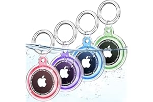 Inesore [4 Pack] Waterproof for AirTag Holder Keychain,Soft Transparent Protective case for Apple Air tag with Key Ring,Full-