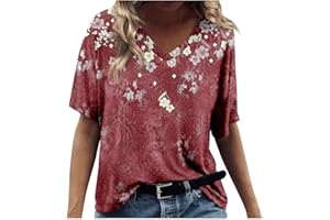 GENERIC Fashion Blouses, Women's Fashion Casual Print V-Neck Short Sleeves Printed T-Shirt