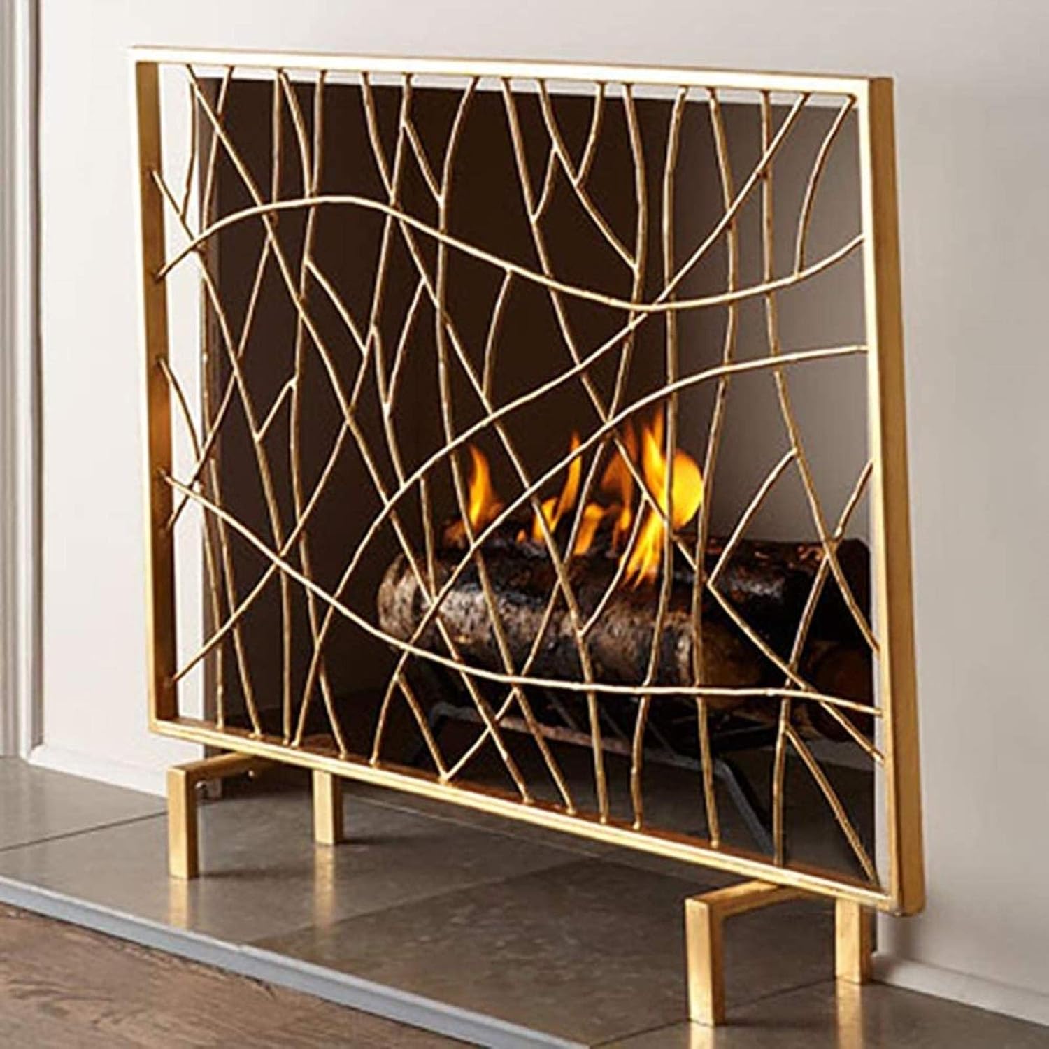 LFDHSF Pantalla de Chimenea de un Solo Panel, Protector de chispas de Hierro Forjado, Cubierta LFDHSF Pantalla de Chimenea de un Solo Panel, Protector de chispas de Hierro Forjado, Cubierta