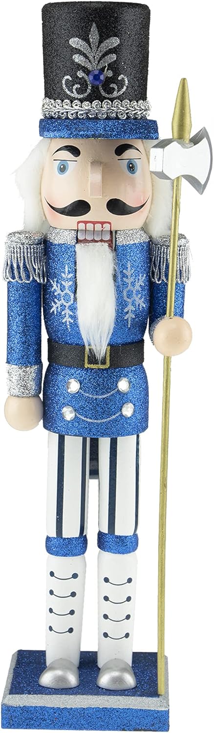 Nutcrackers - Clever Creations Blue Soldier 15 Inch Traditional Wooden Nutcracker, Festive Christmas Décor for Shelves and Tables