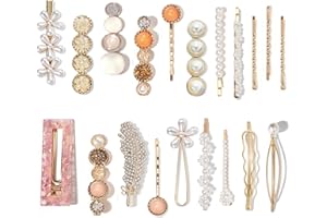 Mehayi 20 PCS Pearl Hair Clips Set Fashion Korean Acrylic Resin Hair Barrettes, Bobby Pins Hairpins for Women and Ladies Girls Headwear Styling Tools, Hair Accessories for Decorative Party Wedding