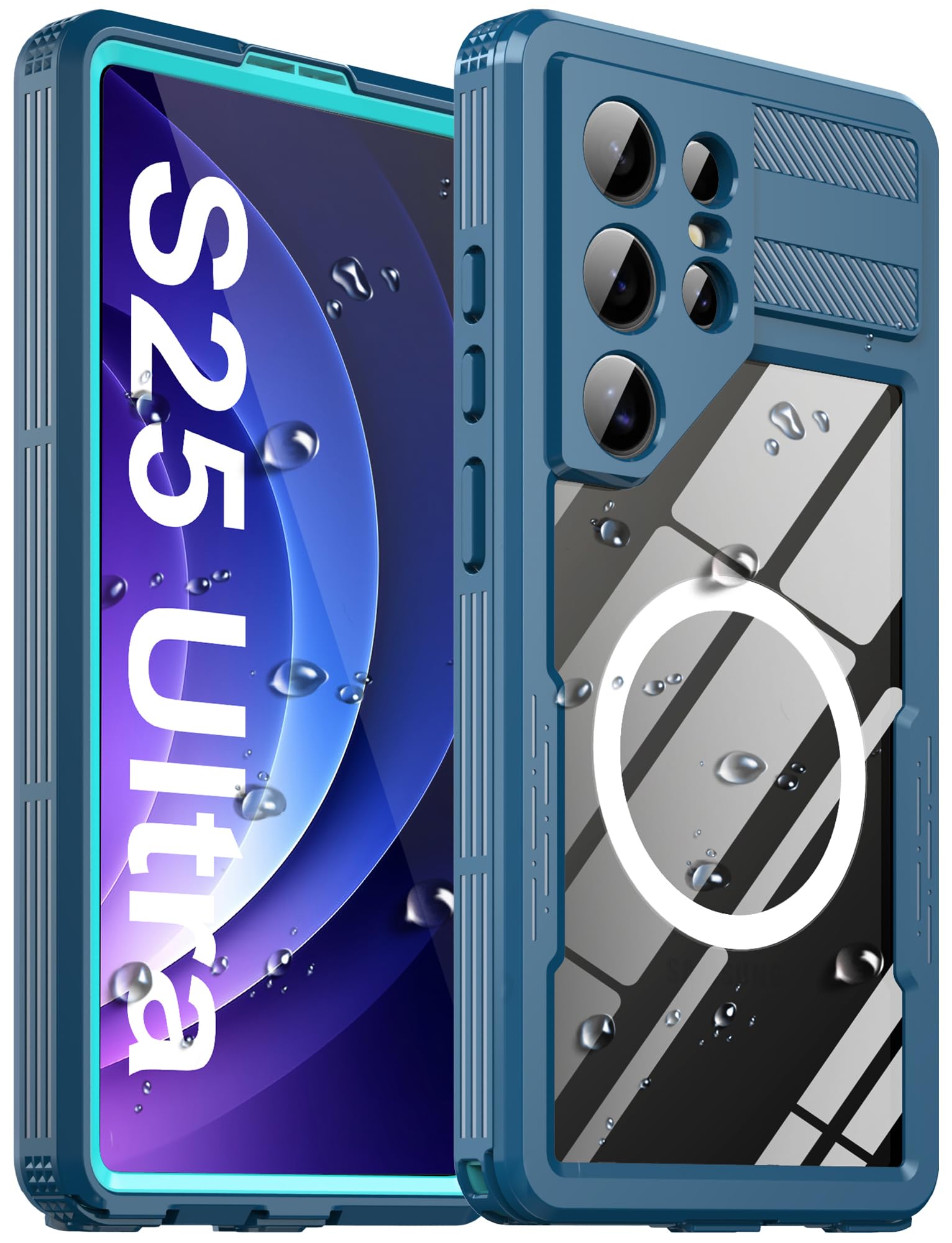 Photo 1 of Ezanmull for Samsung Galaxy S25 Ultra Waterproof Case, with Built-in Screen Protector [Fit for Magsafe] Dustproof Shockproof Full Body Underwater Phone Case for Samsung Galaxy S25 Ultra 5G 6.8"- Blue